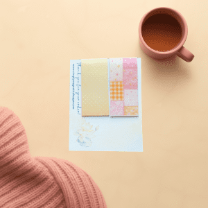 Patchwork Pastels – Magnetic Bookmark Set – cozy reader lifestyle flat lay with coordinating magnetic bookmarks – The Simply Magnetic Shoppe