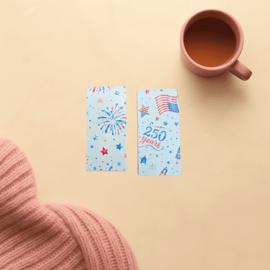 Fourth of July Magnetic Bookmark Set – cozy reader lifestyle flat lay with coordinating magnetic bookmarks – The Simply Magnetic Shoppe