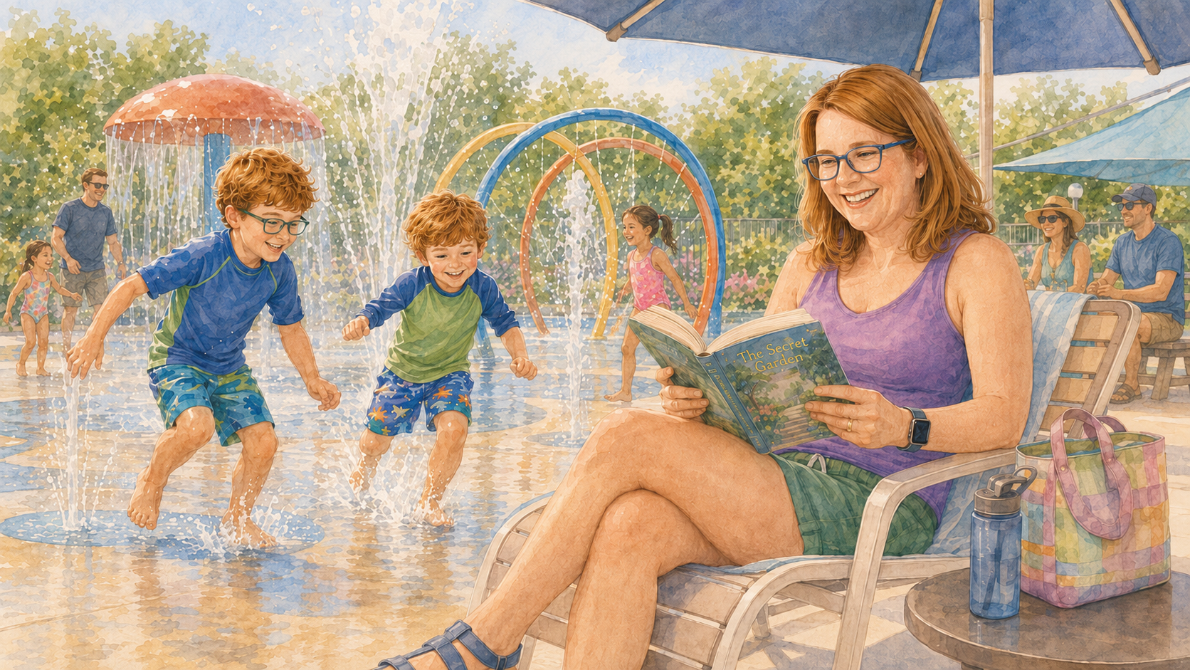 Mom enjoying a book during summer – cozy reading moment for busy moms who steal a few chapters when they can