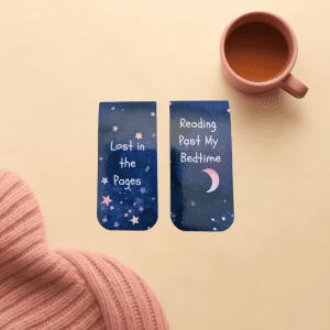 Raising Readers Magnetic Bookmark Duo – detail view of bookmarks tucked inside a book, staying put between pages – The Simply Magnetic Shoppe