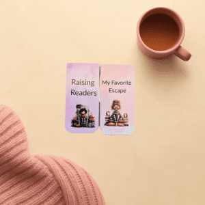 Raising Readers Magnetic Bookmark Duo – cozy reader lifestyle flat lay with coordinating magnetic bookmarks – The Simply Magnetic Shoppe